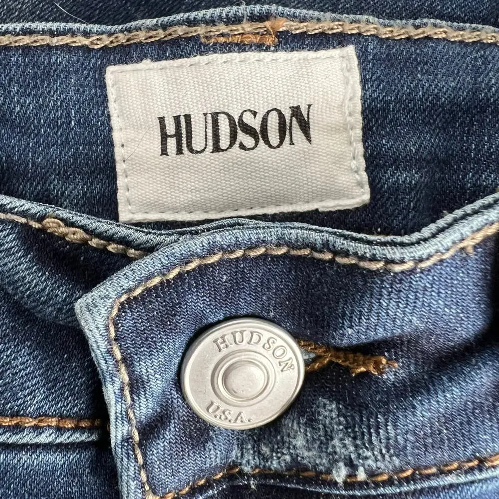 Girls Hudson Dark Wash Distressed Skinny Jeans Size 10